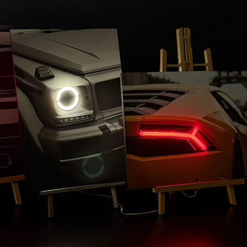 LED car wall frame with vibrant lighting, perfect for car lovers in Sri Lanka and Dubai by iFramesLK