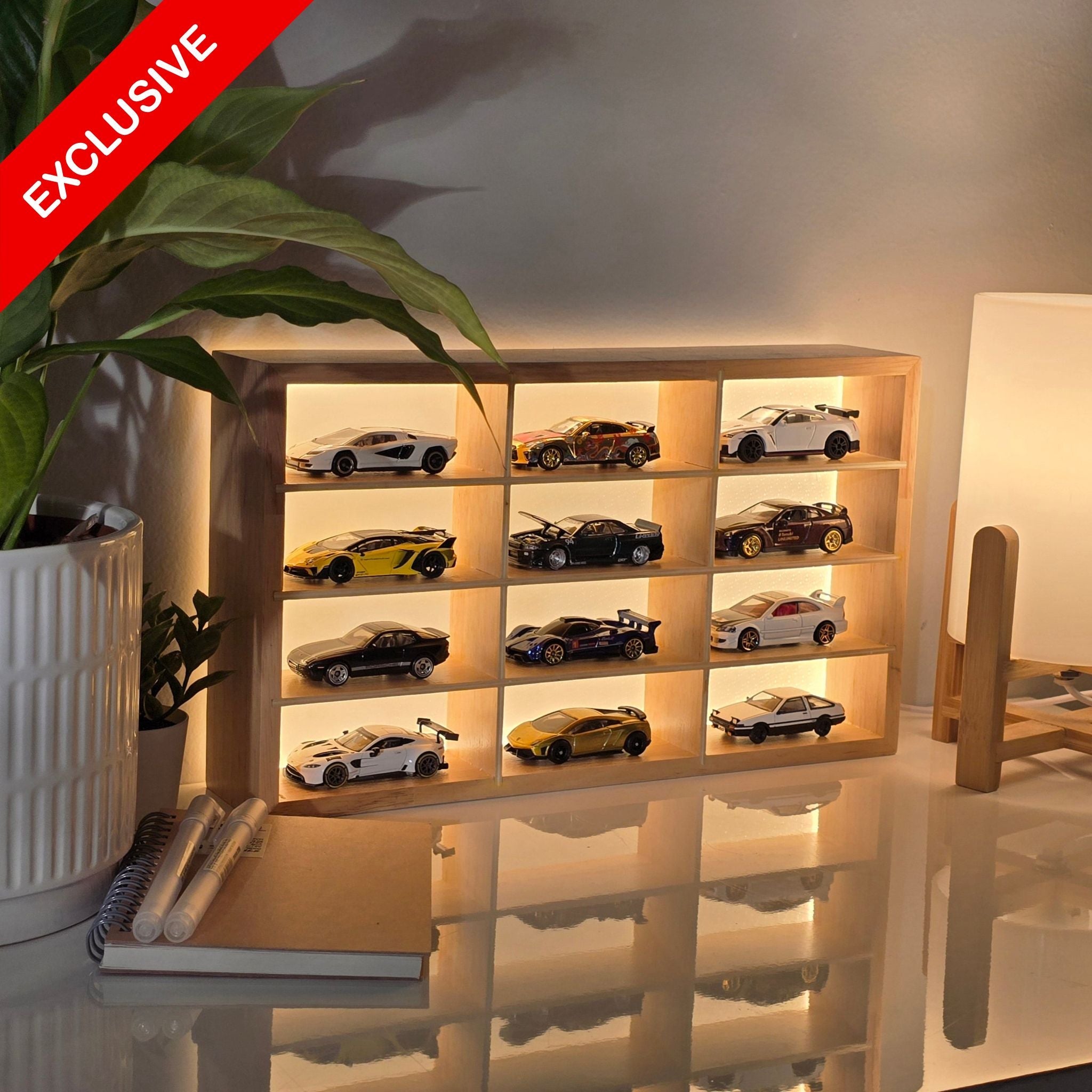Wooden LED  Hot Wheels Organizer